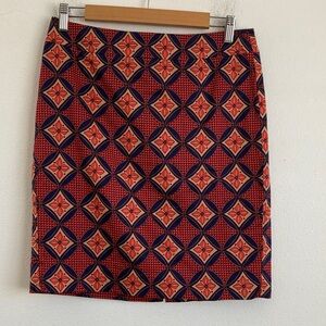 Ann Taylor Women's Geometric Patterned‎ Skirt - Red and Blue Petite Size 6